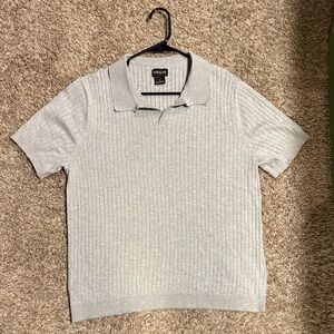 Haggar Light Gray Ribbed Men's Polo Shirt (LARGE)